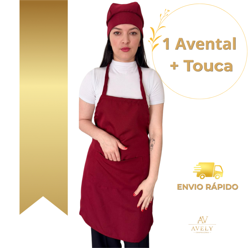 Avental Oxford Profissional com Touca Ajustável Cozinha Rest