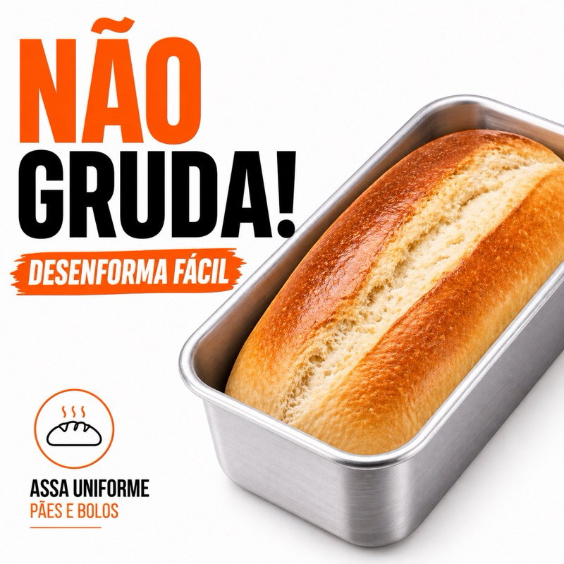 Forma de Pão Alumínio Reforçado | Assa Uniforme + Desenforma