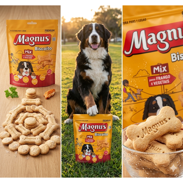 Biscoito Magnus Mix Para Cães Adultos 500g– Crocante e Saudável com 21 ...