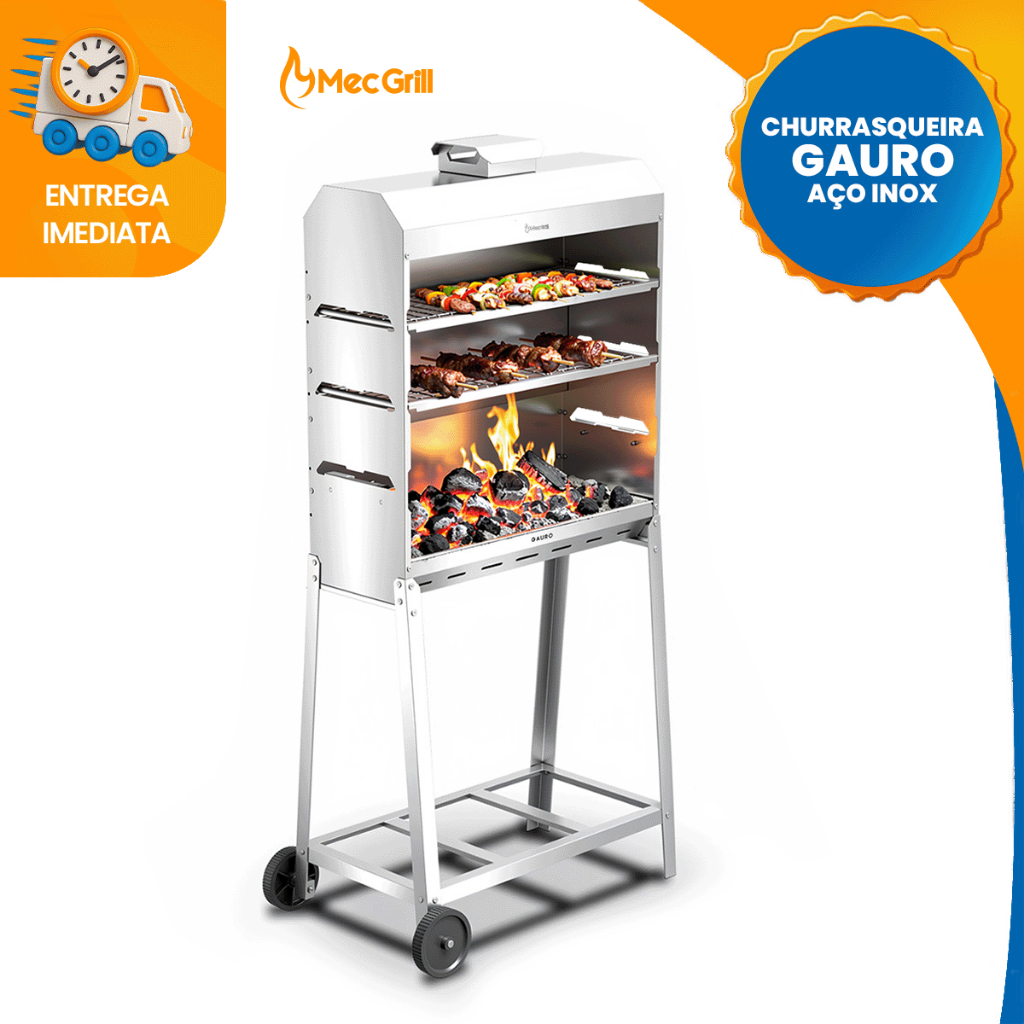 Churrasqueira Para Espetinho Com Rodinhas Em Inox Portátil Mec Grill ...
