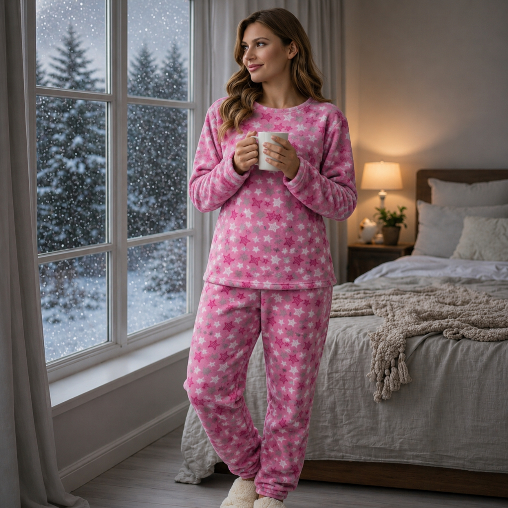 Pijama Feminino Inverno Ultra Soft Peluciado Quentinho Conforto ...