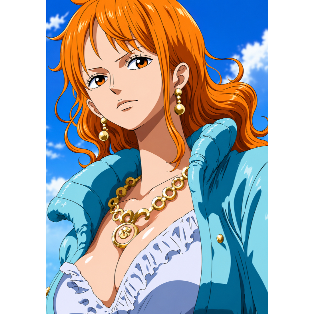One Piece Pôster Nami Wanted A4 e A3 | Decorativo Anime Premium