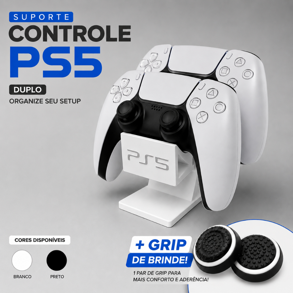 Suporte Para Controle PS5 PS4 Base Dualshock Mesa Gamer Setup + Grip ...