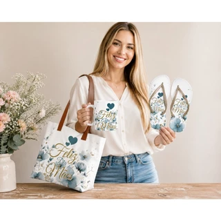 KIT 3 PEÇAS DIA DAS MÃES CHINELO BOLSA DE MÃO E CANECA PRESENTEIE SUA MÃE ENVIO RÁPIDO LINDO KIT
