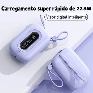 Carrega super rápido power bank de 10000 mAh com USB universal‌, compacto, portátil e com exibidor numérico