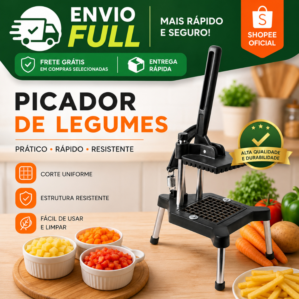 Picador Cortador De Legumes E Frutas Reforçado Nylon Profiss