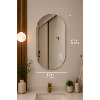 Espelho Oval com LED Moderno Luz Quente e Fria para Banheiro e Quarto Decorativo — foto 5 — Achou Levou Brasil