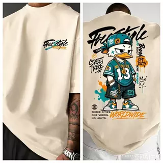 T-shirt de Manga Curta e Gola Redonda para Homem, Top da Moda e Fresco com Estampado de Pato e Manchas a Combinar