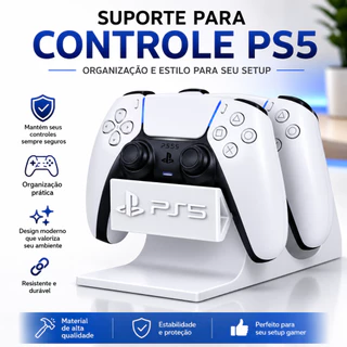 Suporte PS5 Duplo para Controle DualSense - Organizador Gamer - Impressão 3D Preto