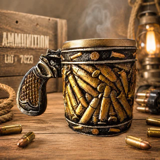 Caneca Revólver Bala Atirador Elite - Resina - Inox Bar