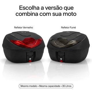Baú Bauleto Moto Universal 35 Litros Smart Box 4 Lente Vermelha Fumê Pro Tork ENVIO IMEDIATO