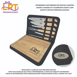 Kit Churrasco 8 Peças Personalizado Nome / Time / Logo + Maleta Presente Casamento Padrinhos Aniversário