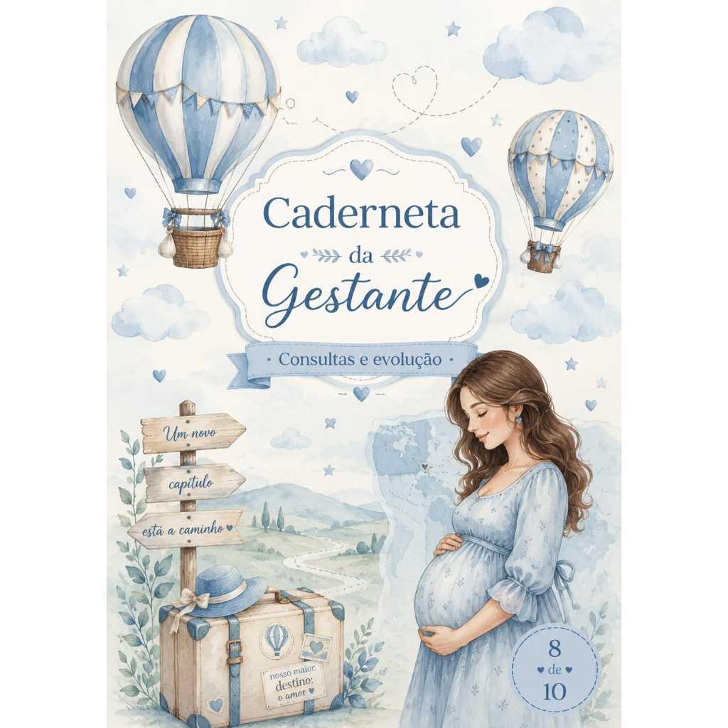 Caderneta da Gestante Personalizada — Balões / Viagem