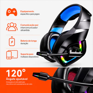 Fone De Ouvido Headset Gamer Bluetooth 5.4 RGB Sem Fio Wireless Com Microfone Adaptador USB Para PC NFB-151