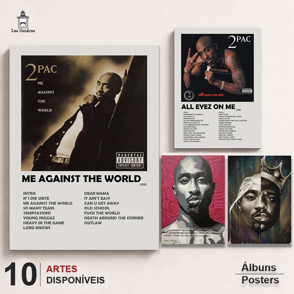 Quadro Placa Decorativa Tupac Me Against The World em MDF 28x20cm
