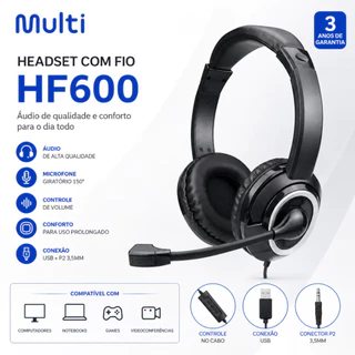 Headset Pro Conexão USB Preto Multilaser - PH427 ENVIO NO MESMO DIA UTIL