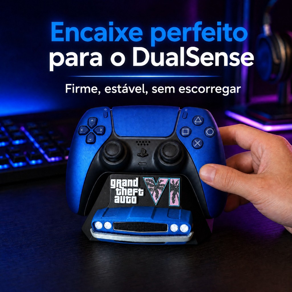 Suporte para Controle PS5 Decorativo Estilo GTA VI Vice City – Modelo Muscle Car — imagem 4