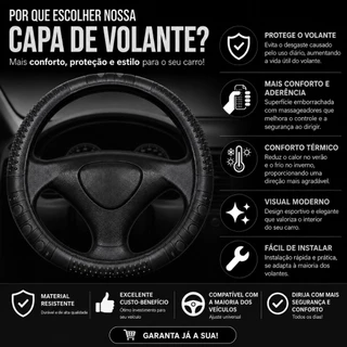 Capa Volante Carro Universal em Borracha Antiderrapante - Proteção e Conforto Premium