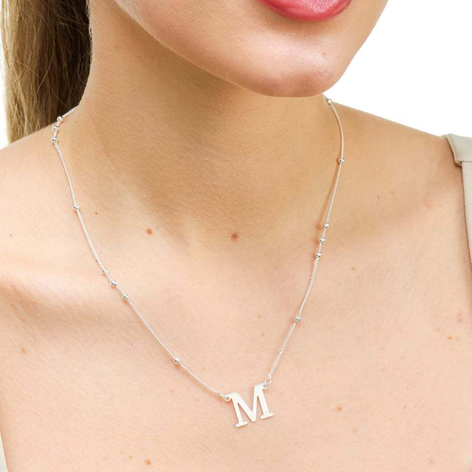 Colar Feminino Bolinha com Letra Inicial Banhado a Prata 925 ...
