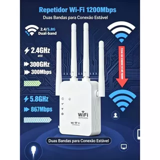 Repetidor de Sinal WiFi 1200Mbps Dual Band 2.4G 5.8G Amplificador de Rede Wireless