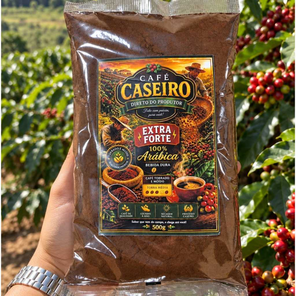 Café Caseiro Extra Forte 100% Arábica Torrado e Moído 500g – Bebida ...