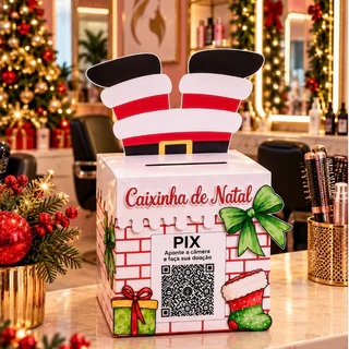 Caixinha de Natal para Doações PIX – Decoração Natalina para Lojas e Empresas