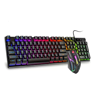 Kit Teclado e Mouse Gamer com Fio Lehmox Led Colorido USB Iluminado Ergonômico Alta Performance Design Modern