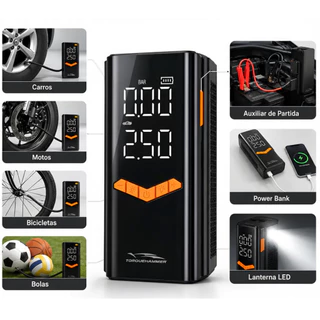 Compressor de Ar Portátil com Auxiliar de Partida 6000mAh Digital LED-TORQUEHAMMER VPL-3703