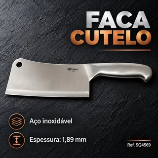Faca Cutelo de Inox 1,89mm - Resistente e Afiada | Ref: SQ4569