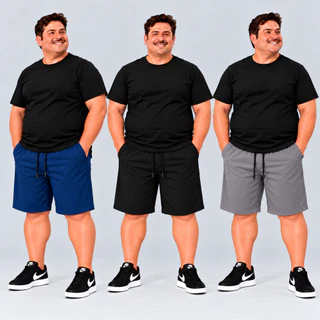 Kit 3 Bermudas Masculina Tamanho Grande G1 G2 G3 G4 Plus Size Tactel para Academia, Casual, Praia - Preço Imbatível