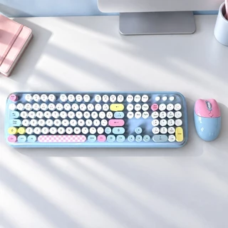 Kit Teclado e Mouse Sem Fio MOFii 2.4GHz ABNT2 Português com Ç Azul