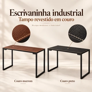 Escrivaninha Tampo Revestido em Couro Preto ou Marrom com Mouse Pad Embutido Mesa para Escritório Estudo