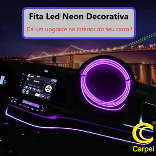 Fita de Led Neon Painel Interior Carro Decoração Automotiva  12V 3 / 5 metros Top Luxo em Oferta na Shopee