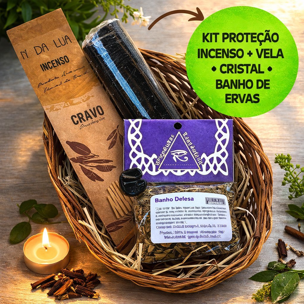 Kit Ritual Proteção e Banimento de Energias Negativas com Cristal ...