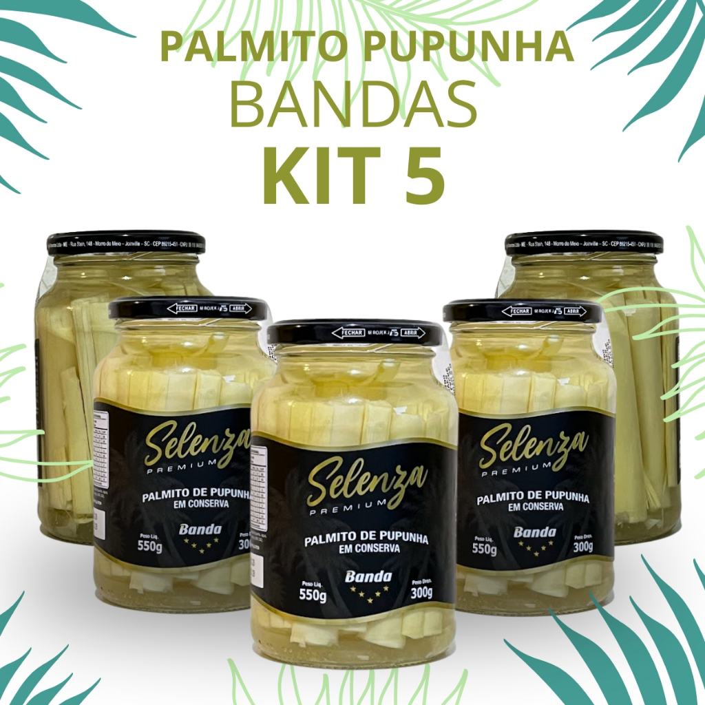 Kit 5 Palmito Em Conserva Pupunha 300g Em Banda Selenza Premium ...