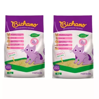 Kit 02 Unidades Areia Biodegradável Bichano Para Gatos Grãos Finos 8kg Manada Milho e Mandioca em Oferta na Shopee