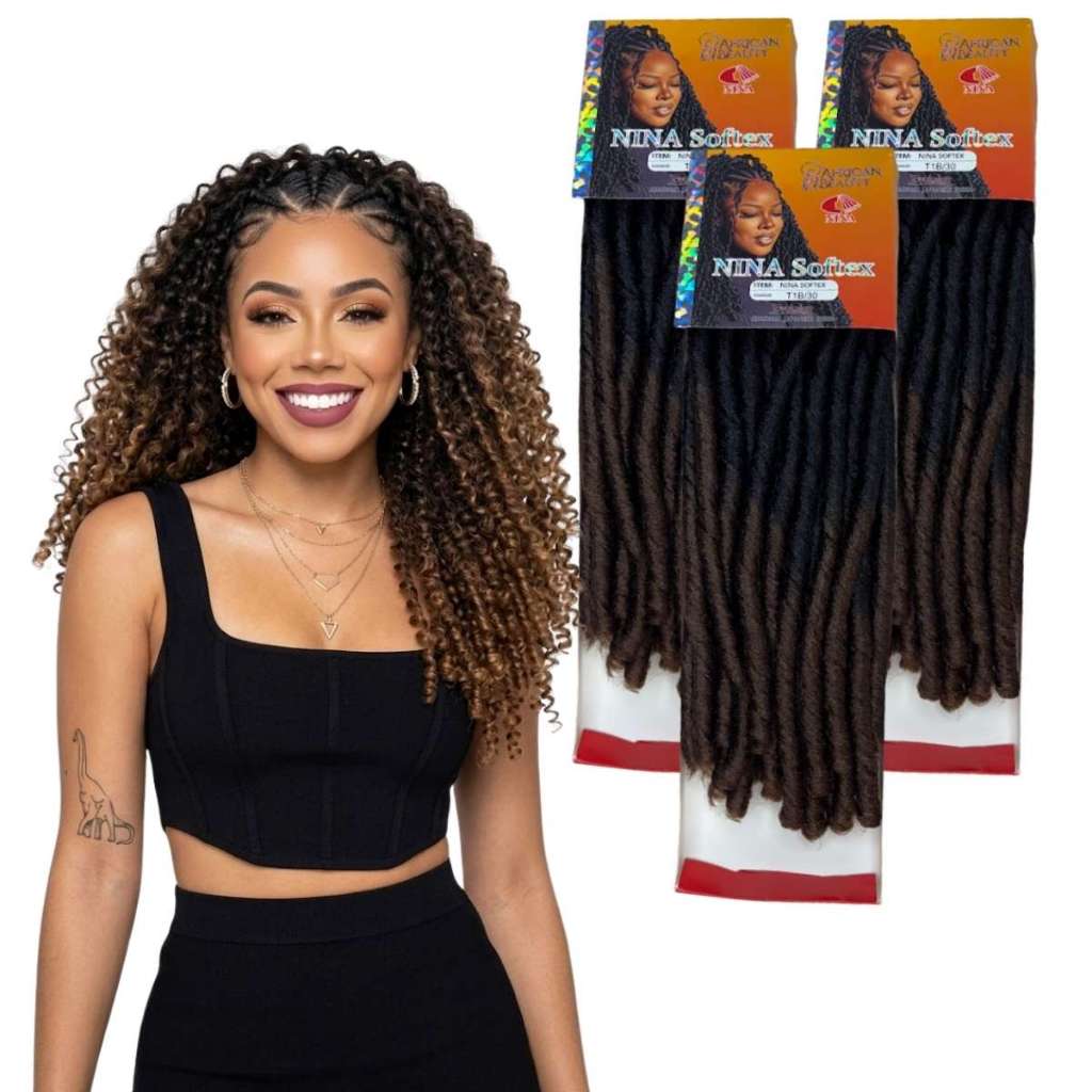 Kit 3 Aplique Cabelo Nina Softex African Beauty Cacheado Crochet