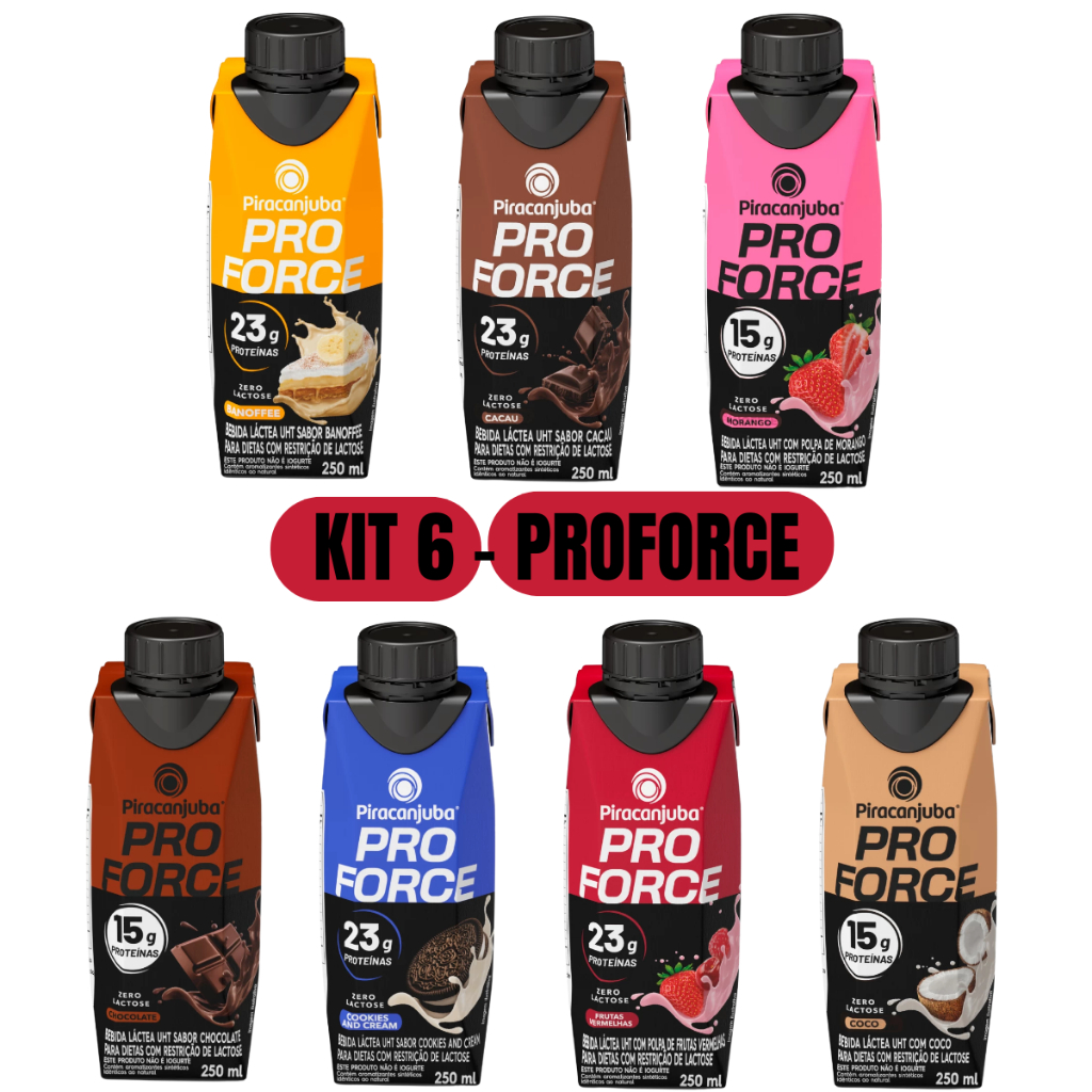 Kit 6 Bebida Láctea Piracanjuba ProForce Whey 250ml Escolha o Seu Sabor ...