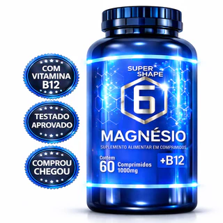 6 Magnesio Concentrado + Vitamina B12 Premium ( POTE PARA 02 MESES USO )