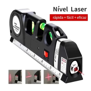 Level Pro3: Nível Laser Profissional com Trena 2.5m, 3 Estágios e Régua, Baterias AG13 Incluídas