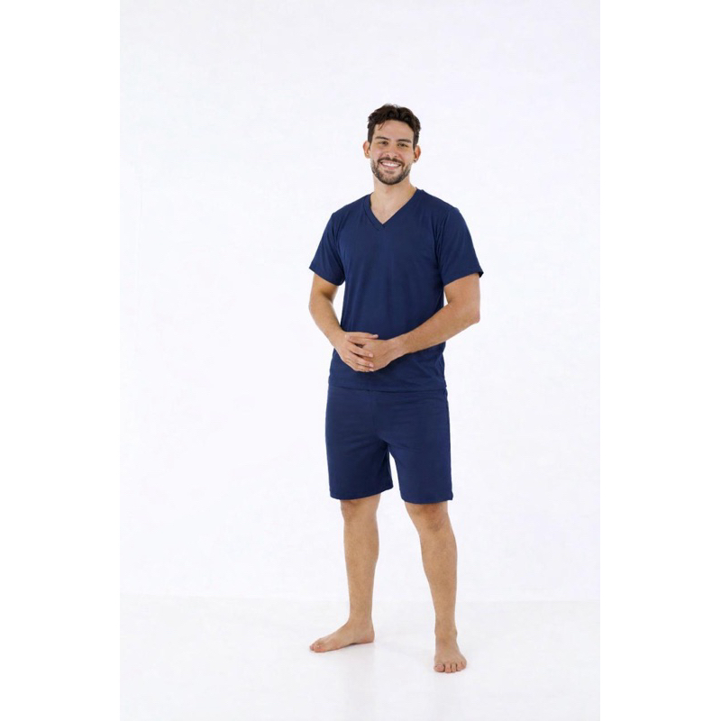 conjunto  pijama  masculino  manga curta… em Oferta na Shopee