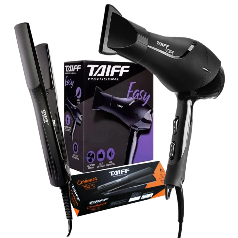 Kit Taiff Secador Easy 1700W e Prancha Taiff Cerâmica 180ºC