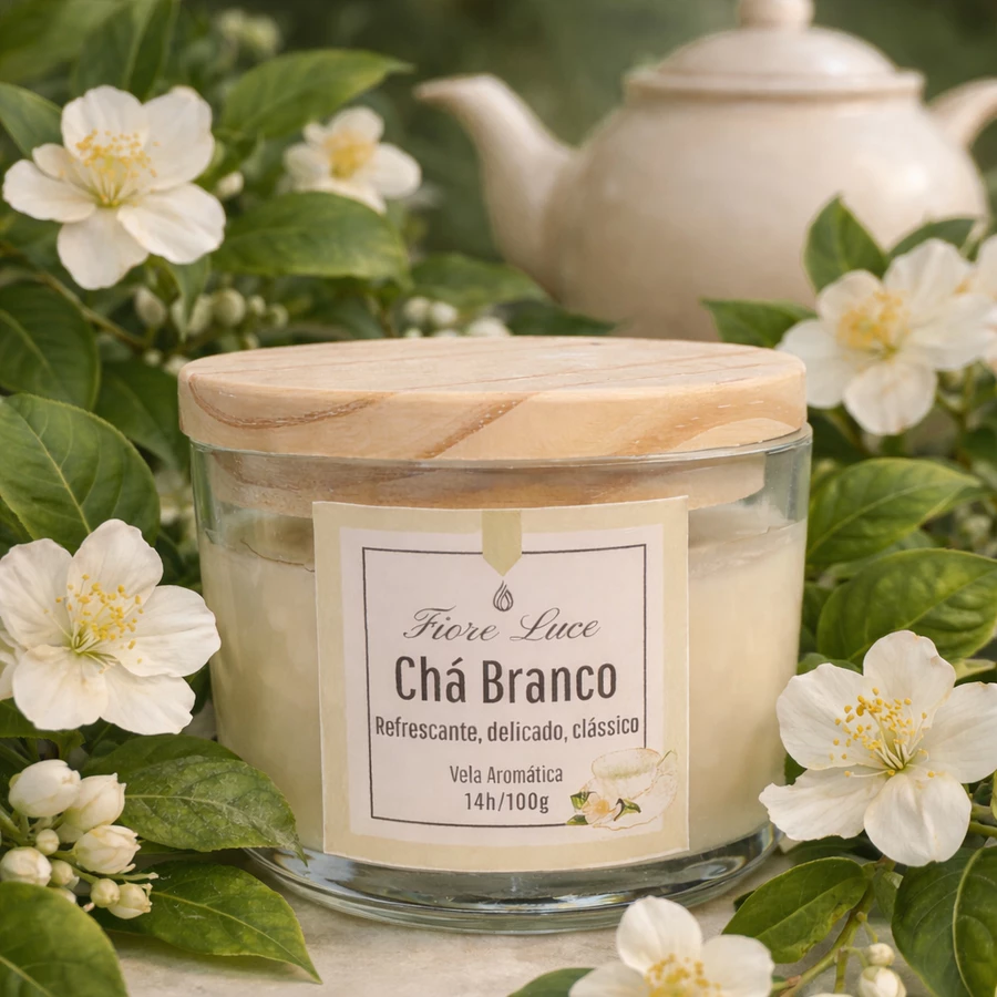 Vela Aromática Perfumada 100g | Vela | Velas Decorativas | Chá Branco | Vela Aromatizada