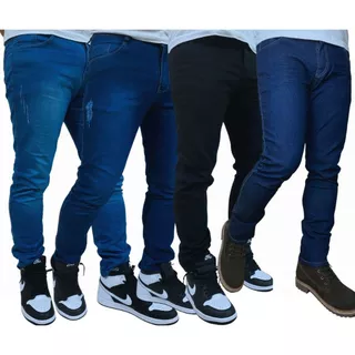 Kit Com 4,3 e 2 Calças Jeans Masculina Slim Fit Premium Lycra full