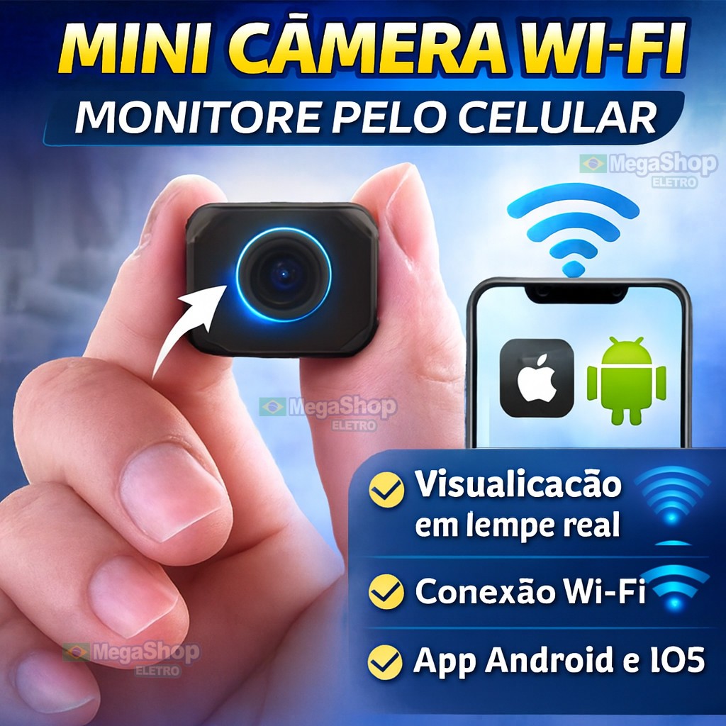Micro Mini Câmera WiFi Pequena Com Áudio De Segurança App Android ...