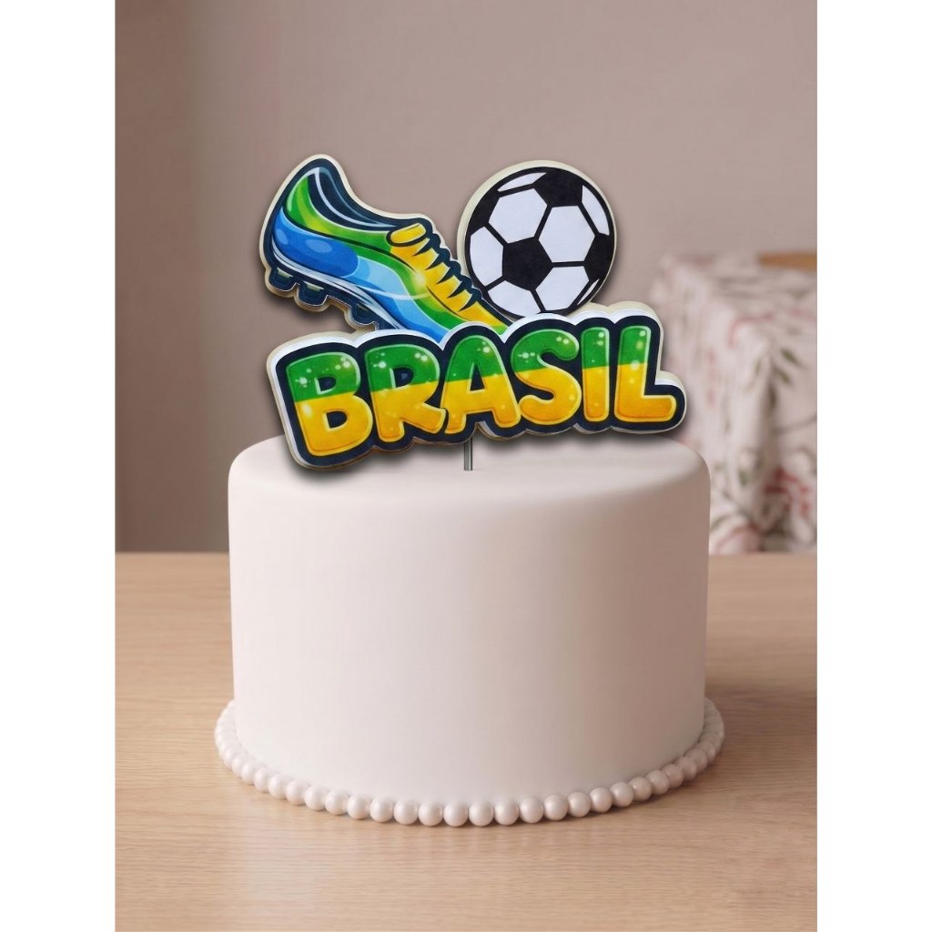 Topo de bolo copa do Mundo - Brasil - Topper copa - Futebol | Shopee Brasil