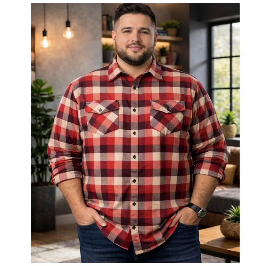 Xadrez Camisa Flanela G1 ao G5 manga longa plus size | Shopee Brasil