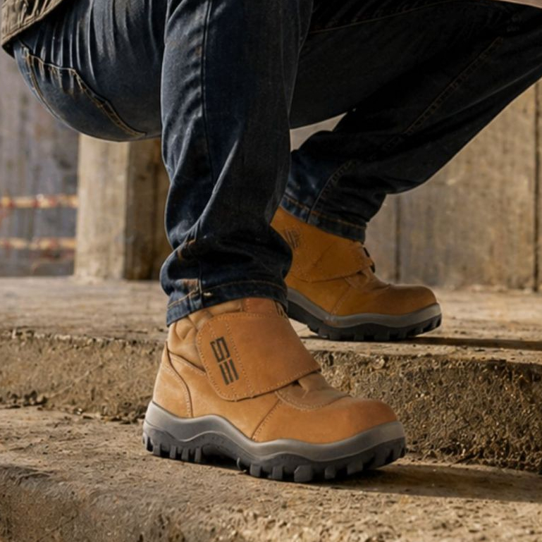 Botina Miura Caramelo Velcro CA 12783 Bico PVC Bota Segurança