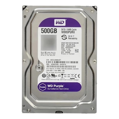 Hd 500gb Wd Purple Sata/64mb Cache Wd05purx Prateado | Shopee Brasil