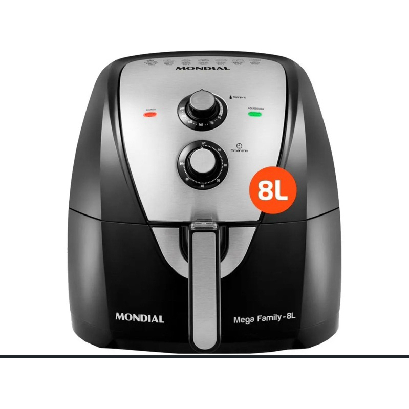 MONDIAL Fritadeira Sem Óleo Air Fryer 8L, Preto/Inox, 1900W,